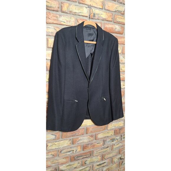 Emporio Armani Matt Line blazer- men's size IT-50/US-L- black wool- buttonless - Picture 1 of 9